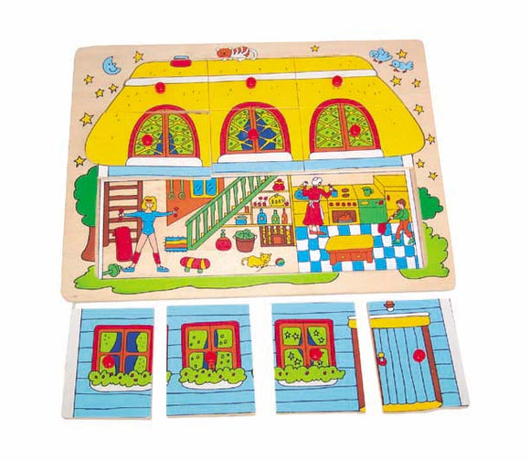 Wooden Puzzle with Handle - House