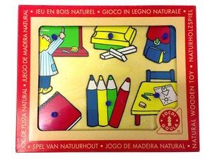 Wooden Puzzle handle - Shapes and Colors in School