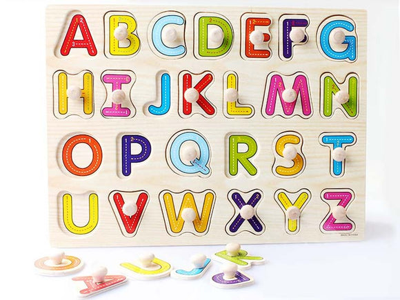 Wooden Puzzle w-handle - Upper Alphabets Letters