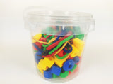 120 pcs Assorted Plastic Lacing Beads in a Bucket