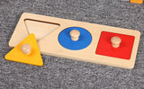 Montessori Three Geometric Shape Wooden Puzzle w-handle