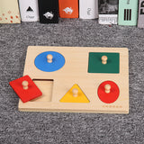 Montessori Five Geometric Shape Wooden Puzzle W-Handle