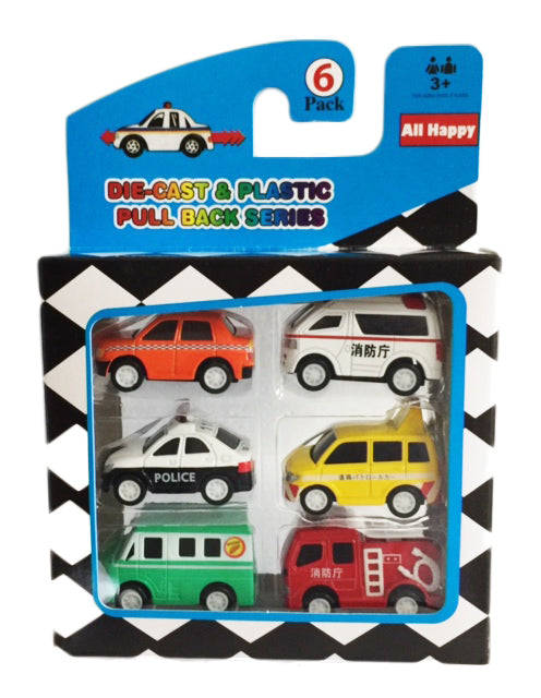 Die cast & Plastic Pull Back Car 6 Pack