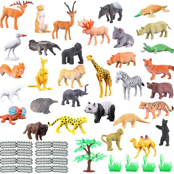 53pcs Small animal Kingdom with Tree Glass and Fence