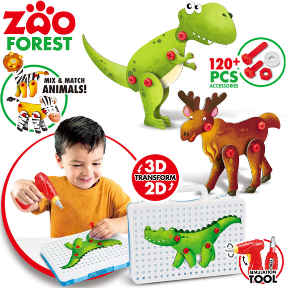 DIY Zoo Forest Screw Design and drill 3D Puzzle