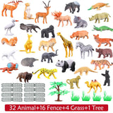 53pcs Small animal Kingdom with Tree Glass and Fence