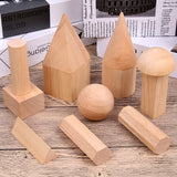 12pcs Geometric Solids Wooden Block Models